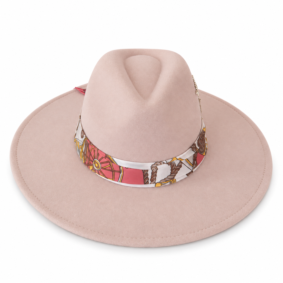 Blush Equestrian Scarf Fedora Hat