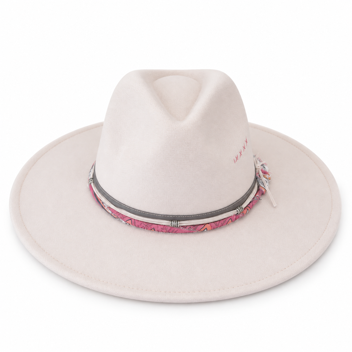 Ivory Multi-color Band Fedora Hat