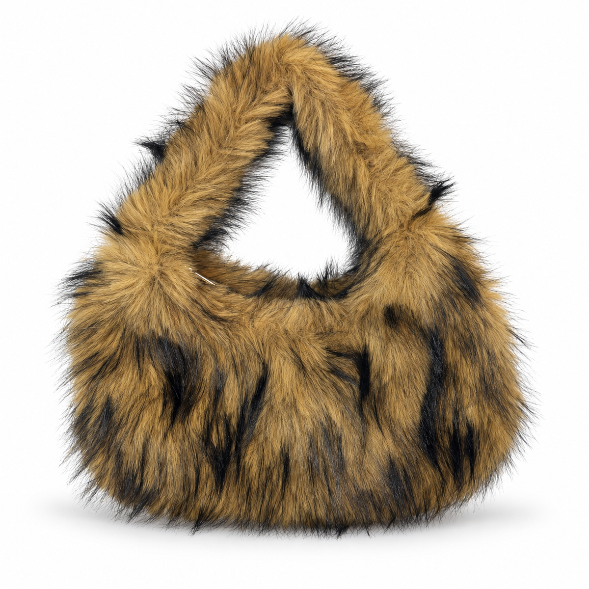Cocoa Faux Fur Shoulder Bag on a clean white studio background