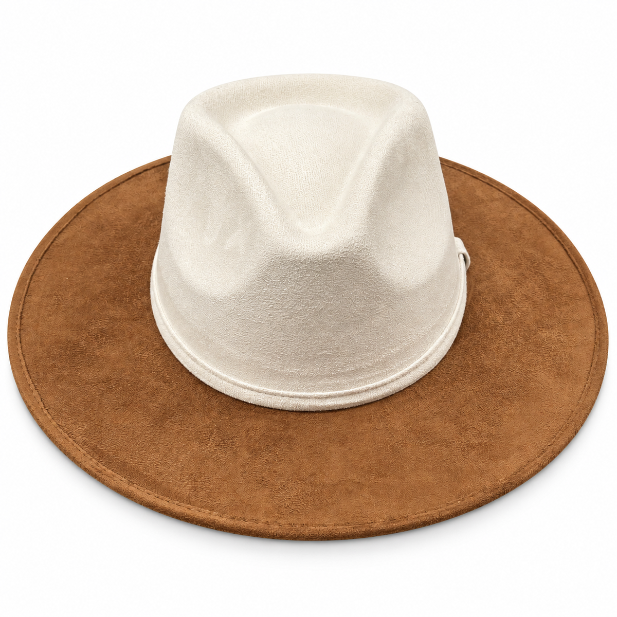 Ivory Tan Two Tone Wide Brim Hat on a clean white studio background