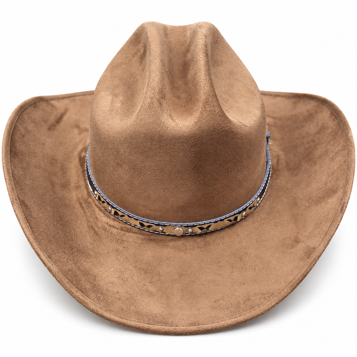 Tan Chain Western Hat on a clean white studio background
