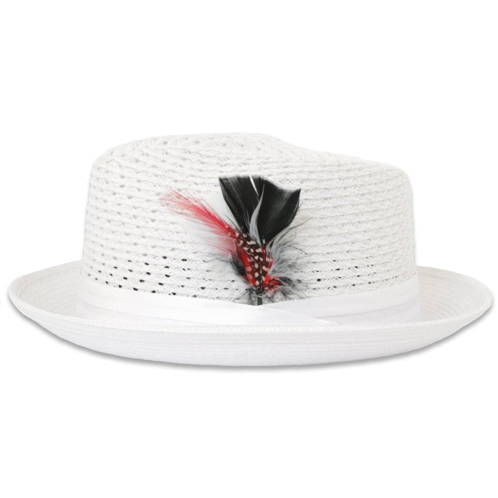 Castor Crushable Straw Hat Fedora in White: Large