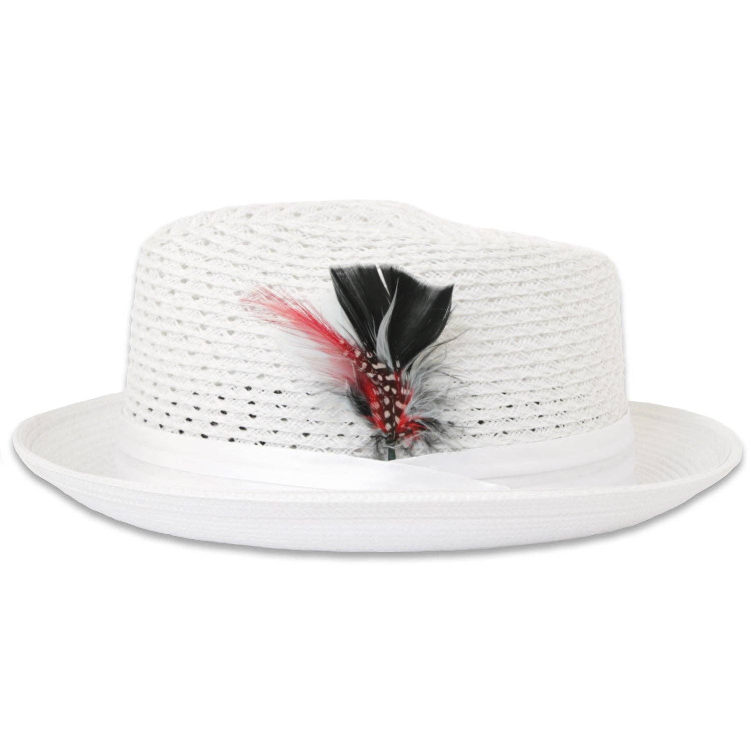 Castor Crushable Straw Hat Fedora in White: Large