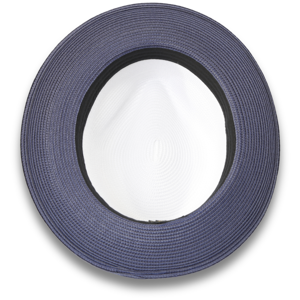 Tapa Crushable Straw Hat Fedora in Two Tone Navy-White: Large