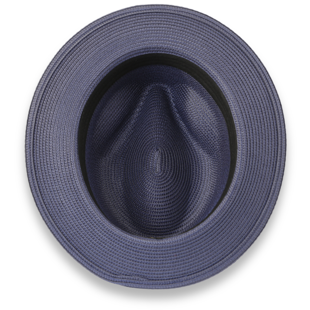 Tapa Crushable Straw Hat Fedora in Navy: Large