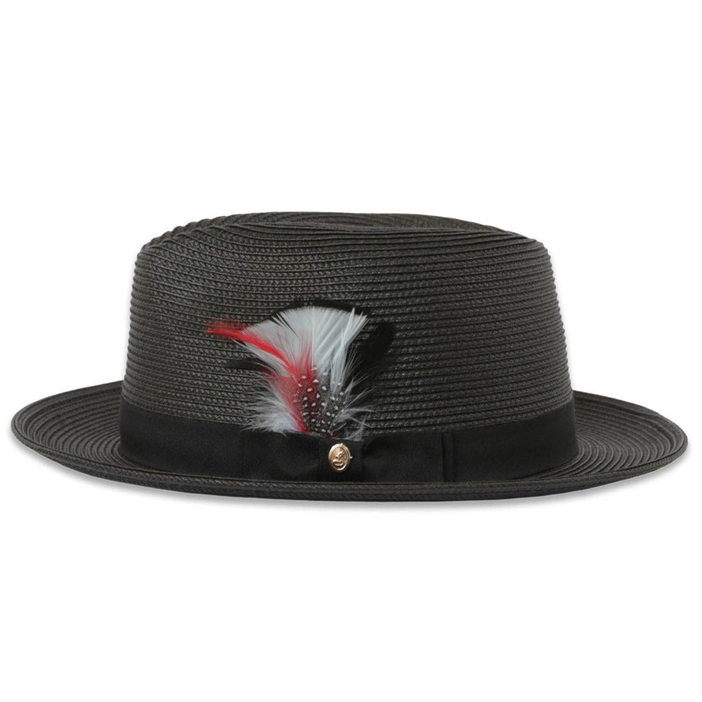 Tapa Crushable Straw Hat Fedora in Charcoal: Large
