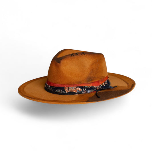 Brown Distressed Elegance Fedora Hat