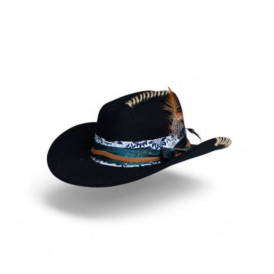 Black Artisan Feather Hat