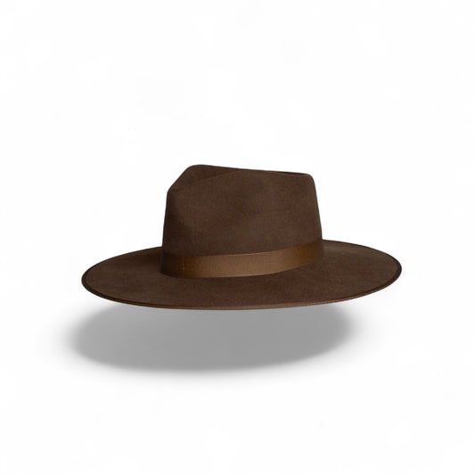 Brown Wide Brim Fedora Hat