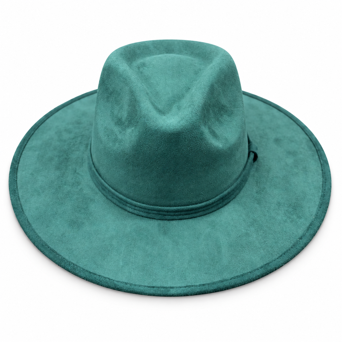 Deep Teal Wide Brim Fedora Hat on a clean white studio background
