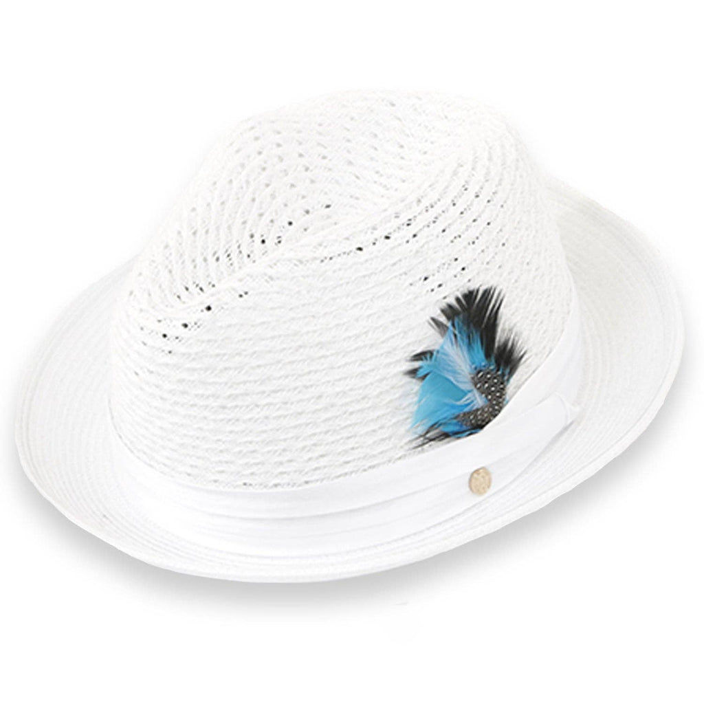 Castor Crushable Straw Hat Fedora in White: Large