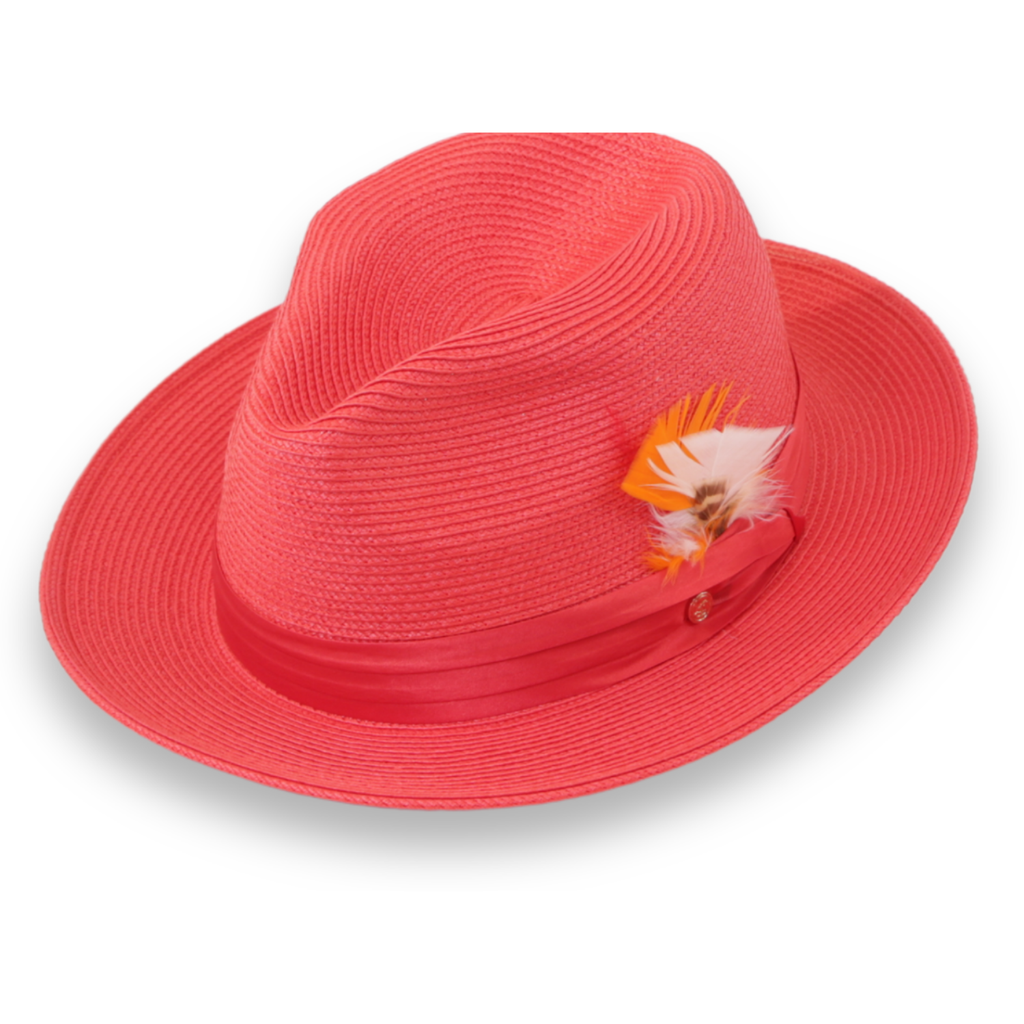 Tapa Crushable Straw Hat Fedora in Ruby: Large
