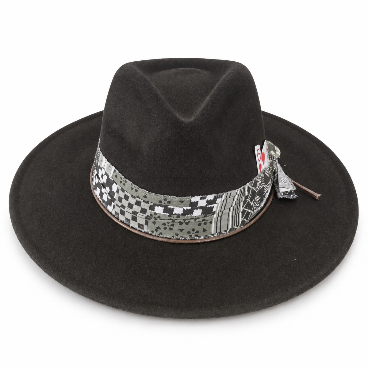Green Patchwork Band Fedora Hat