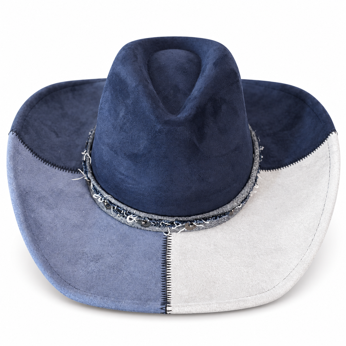 Navy Gray Colorblock Cowgirl Hat on a clean white studio background
