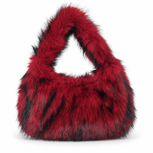 Scarlet Faux Fur Shoulder Bag on a clean white studio background