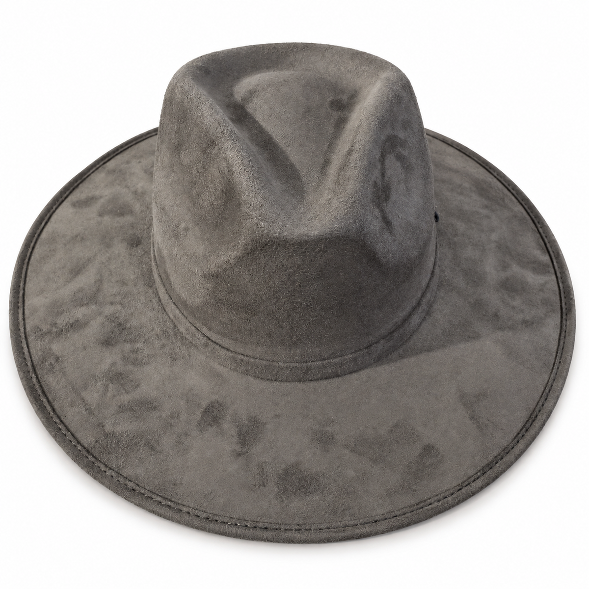 Storm Gray Wide Brim Fedora Hat on a clean white studio background
