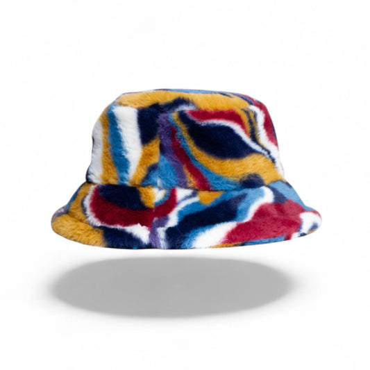 Abstract Vibes Faux Fur Bucket Hat