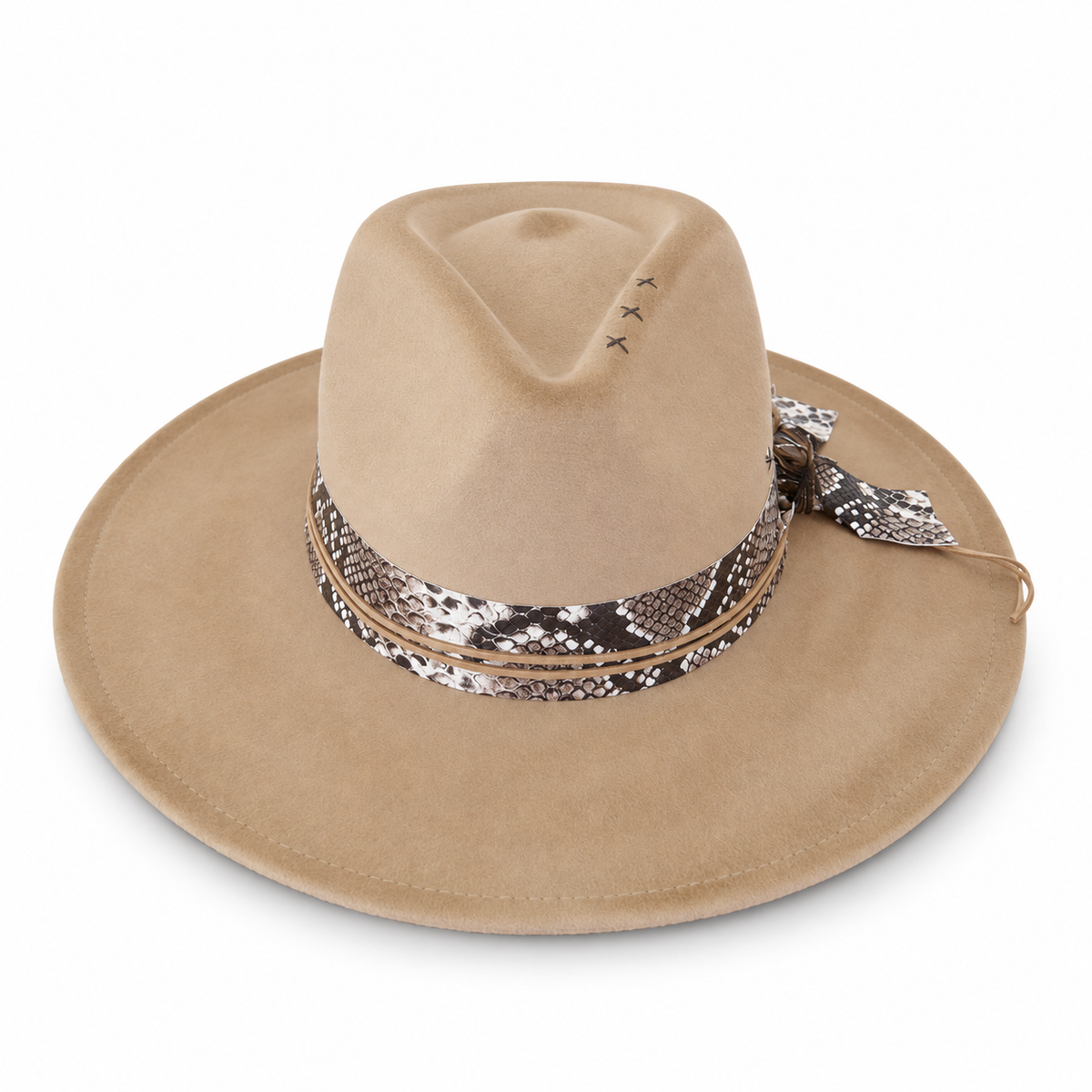 Tan Snakeskin Band Fedora Hat