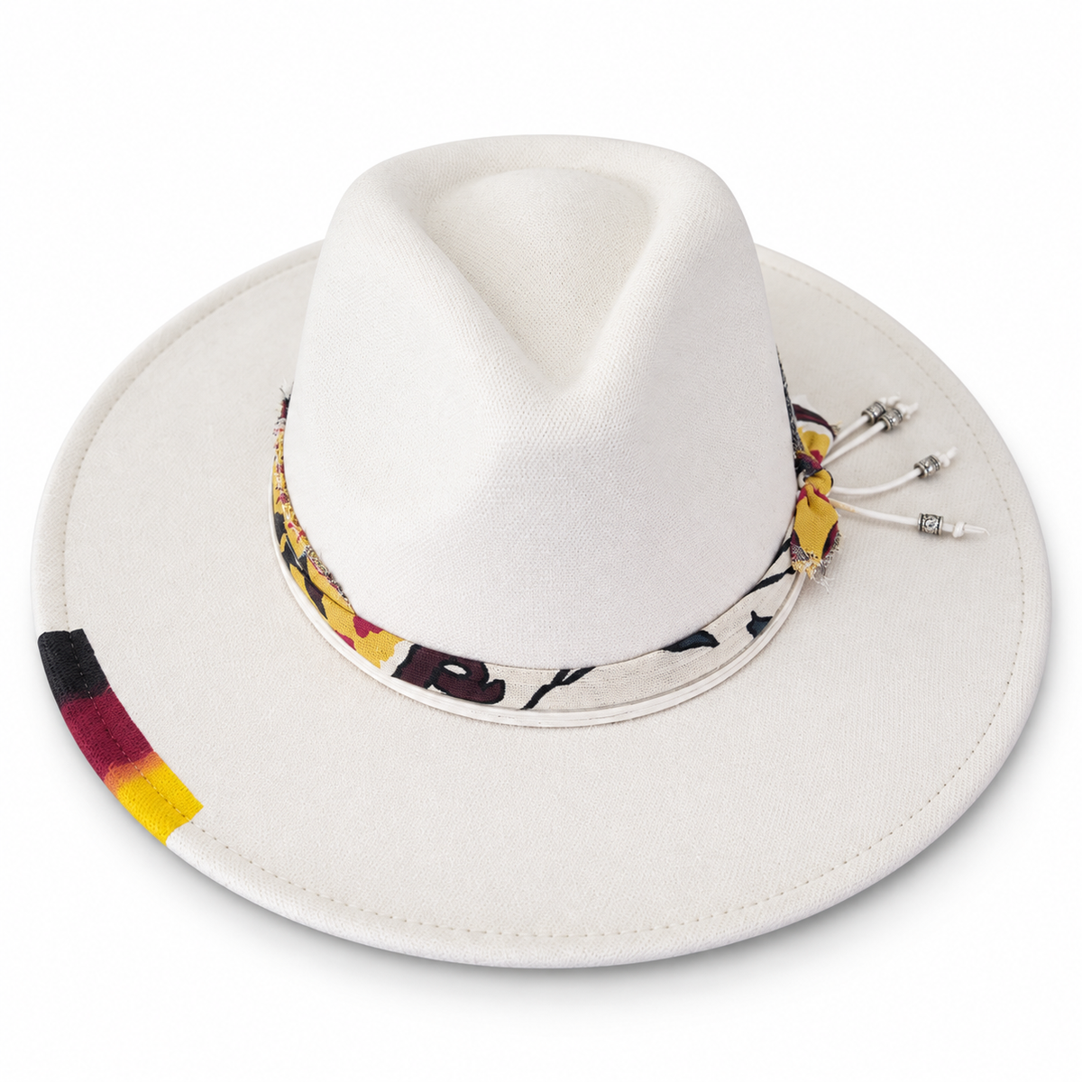 White Color-Block Fedora Hat